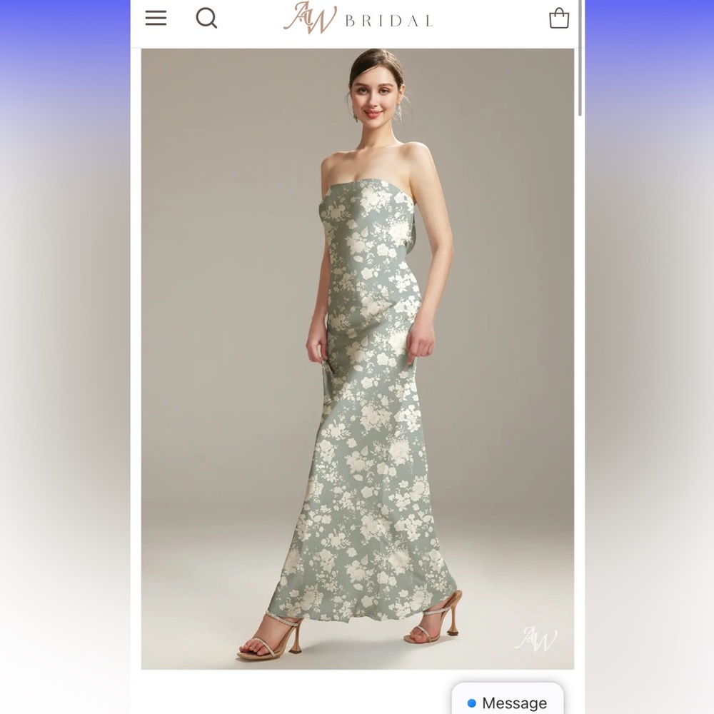 AW bridal bridesmaid green strapless dress